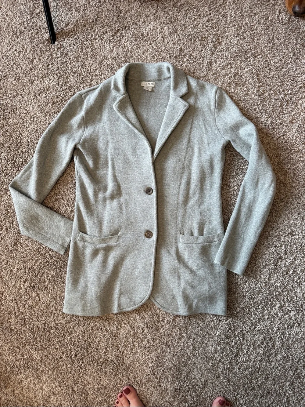 J Crew Light Gray Knit Sweater Blazer
